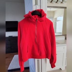 Womens Hooded Pullover Sweatshirts Half Zip Cropped Hoodie Fleece Lined Size M